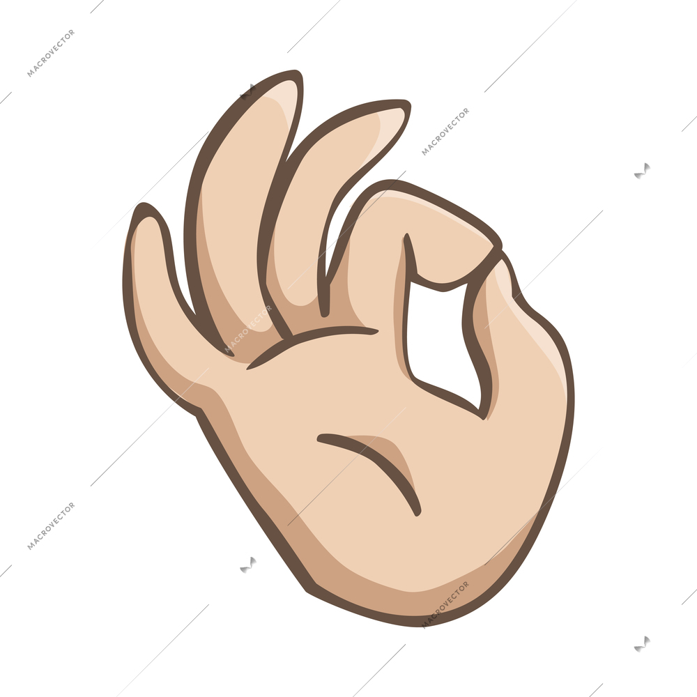 Hands composition with isolated colored icon of human hand gesture on blank background ector illustration