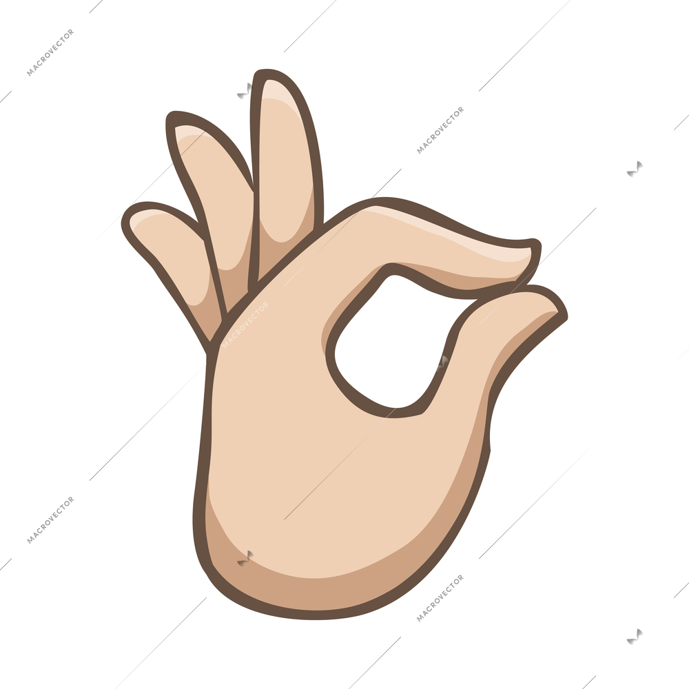 Hands composition with isolated colored icon of human hand gesture on blank background ector illustration