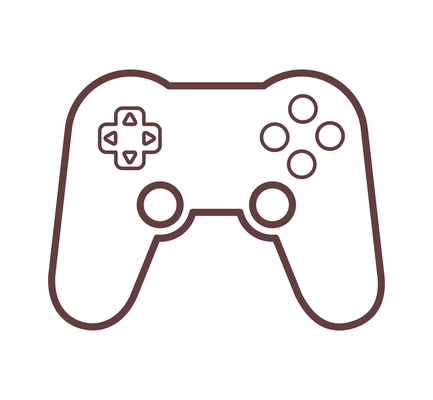 Video game flat composition with console gaming controller outline icon on blank background isolated vector illustration