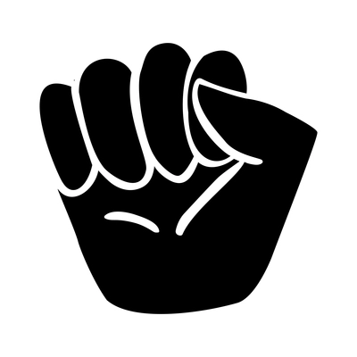 Hands composition with black isolated pictogram icon of human hand gesture on blank background ector illustration