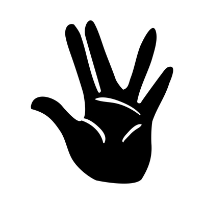 Hands composition with black isolated pictogram icon of human hand gesture on blank background ector illustration