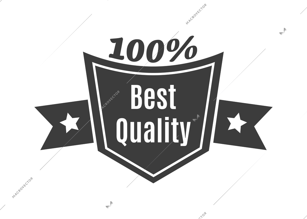 Label quality composition with isolated monochrome badge with ornate elements and text vector illustration