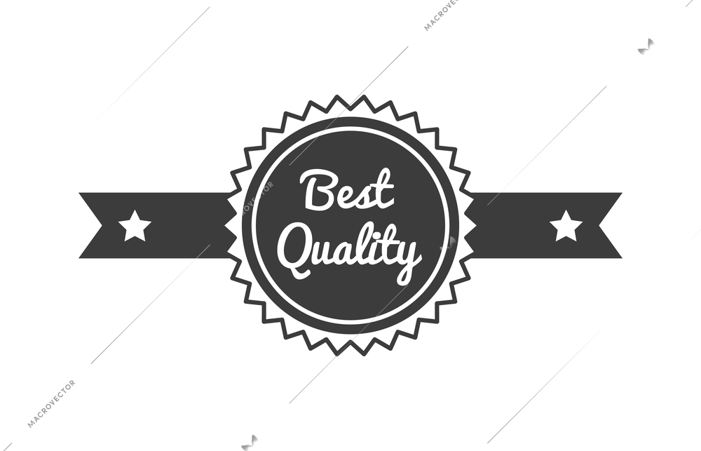 Label quality composition with isolated monochrome badge with ornate elements and text vector illustration