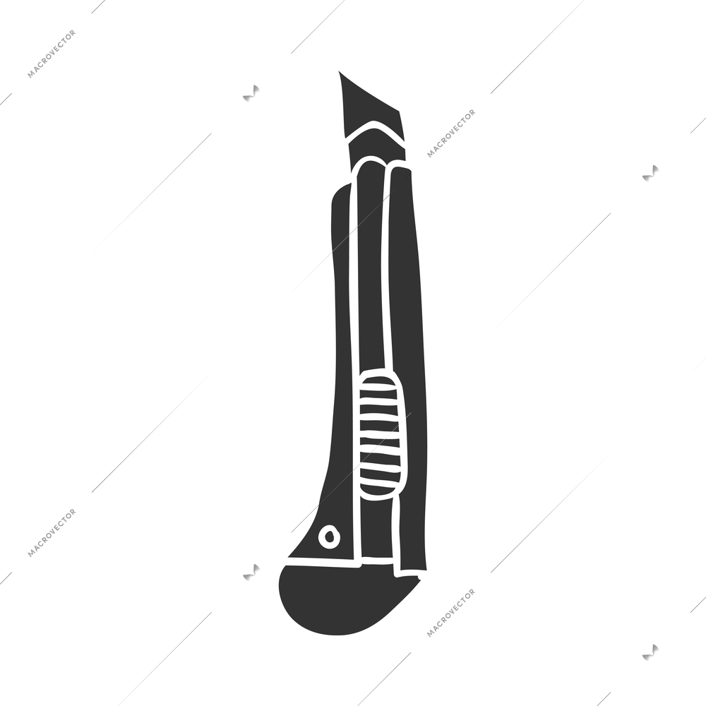 Tools composition with isolated black monochrome icon of construction instrument on blank background vector illustration