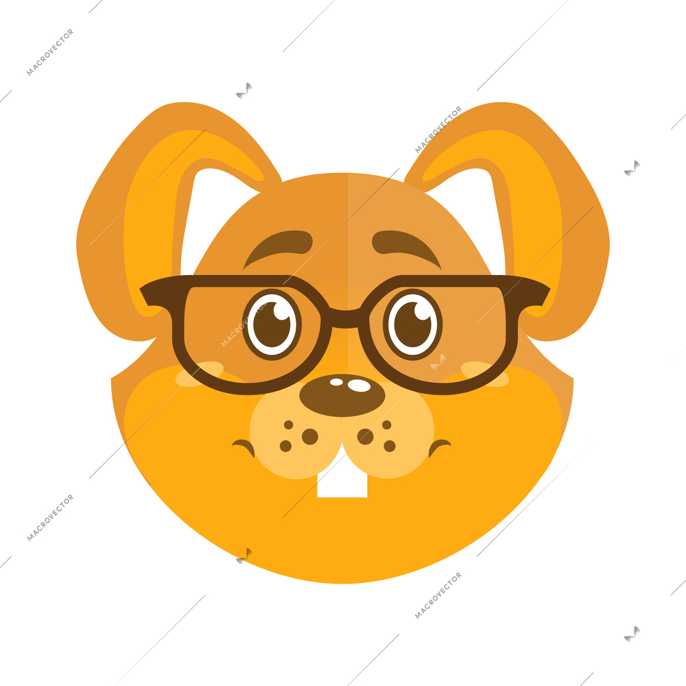 Animal hipster composition with isolated cartoon doodle style cheerful character on blank background vector illustration