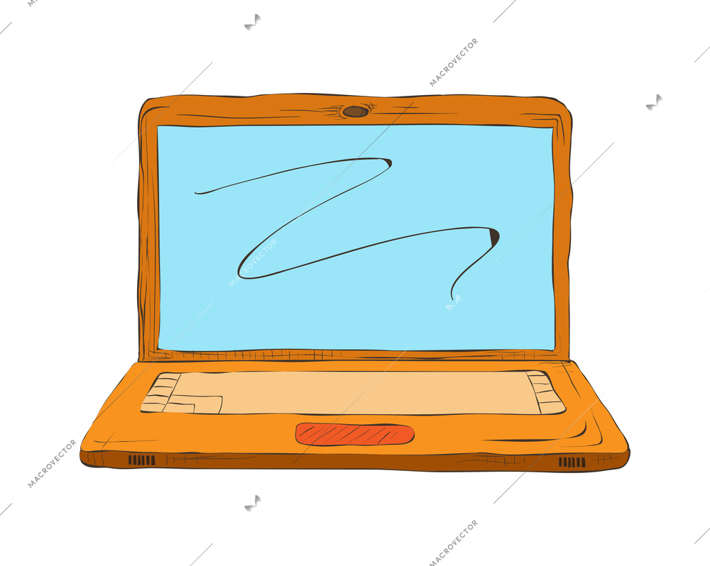 Business computer icons composition with isolated hand drawn sketch style image of equipment vector illustration