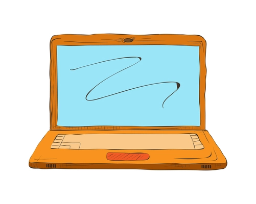 Business computer icons composition with isolated hand drawn sketch style image of equipment vector illustration