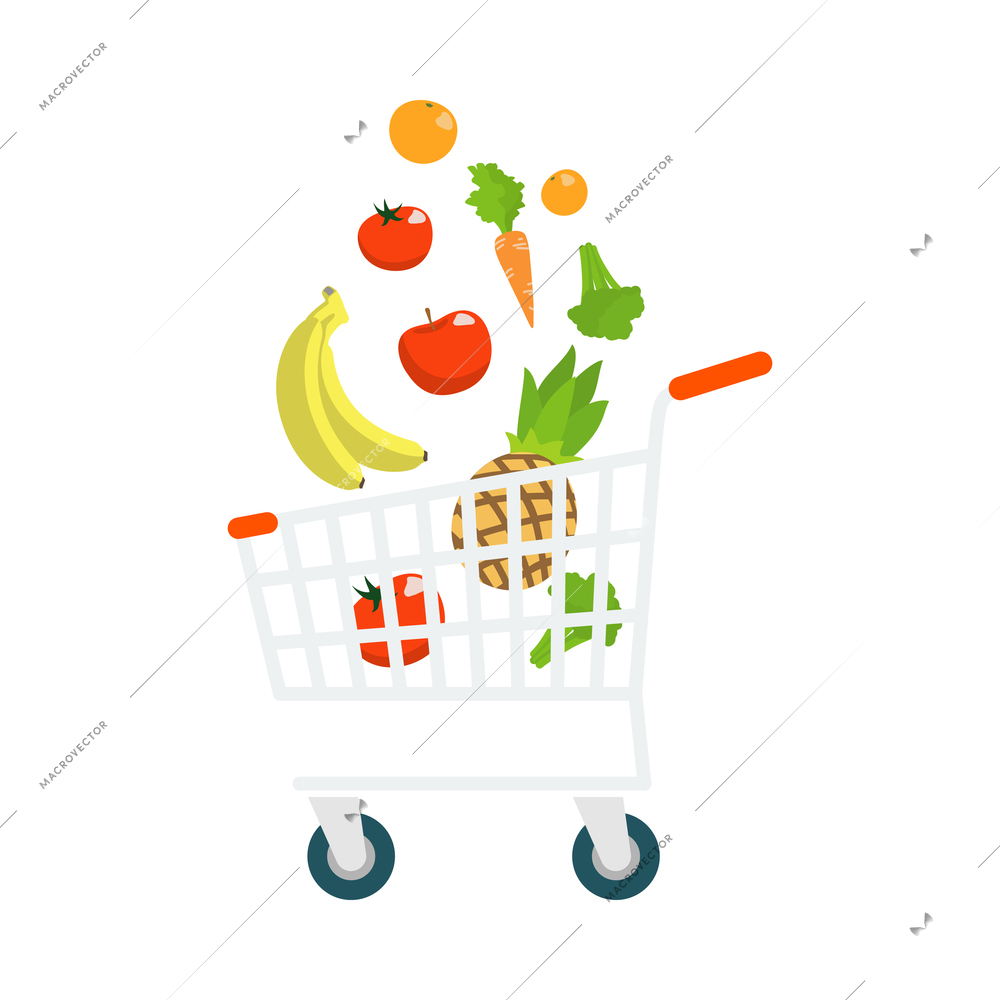 Supermarket composition with isolated colored conceptual icon on blank background vector illustration