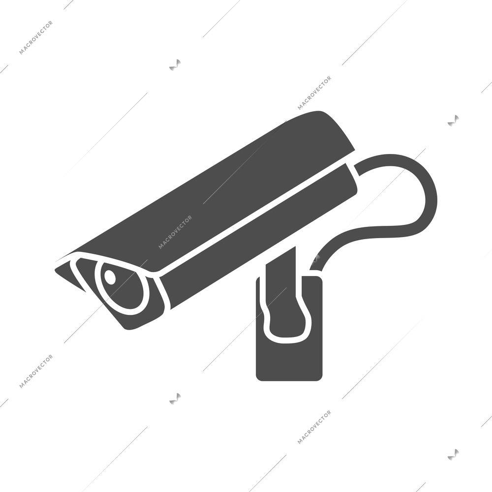 24 hours security surveillance camera composition with black CCTV icon isolated on blank background vector illustration