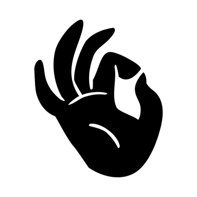 Hands composition with black isolated pictogram icon of human hand gesture on blank background ector illustration