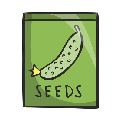 Gardener composition with isolated cartoon style icon of seeds package on blank background vector illustration