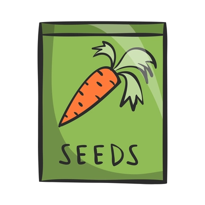 Gardener composition with isolated cartoon style icon of seeds package on blank background vector illustration