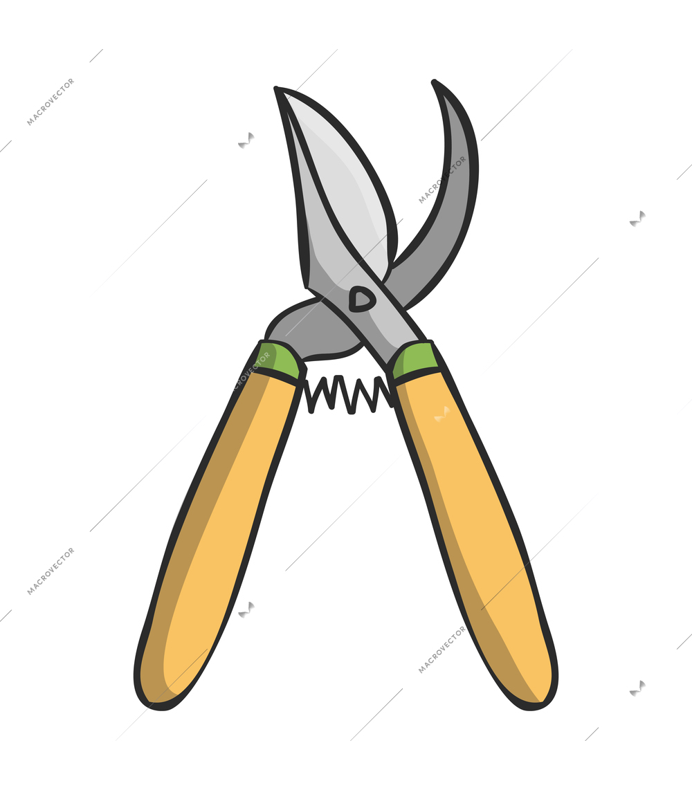 Gardener composition with isolated cartoon style icon of gardening tool on blank background vector illustration