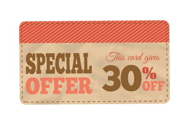 Sale tag bag design composition with isolated image of paper discount card vector illustration
