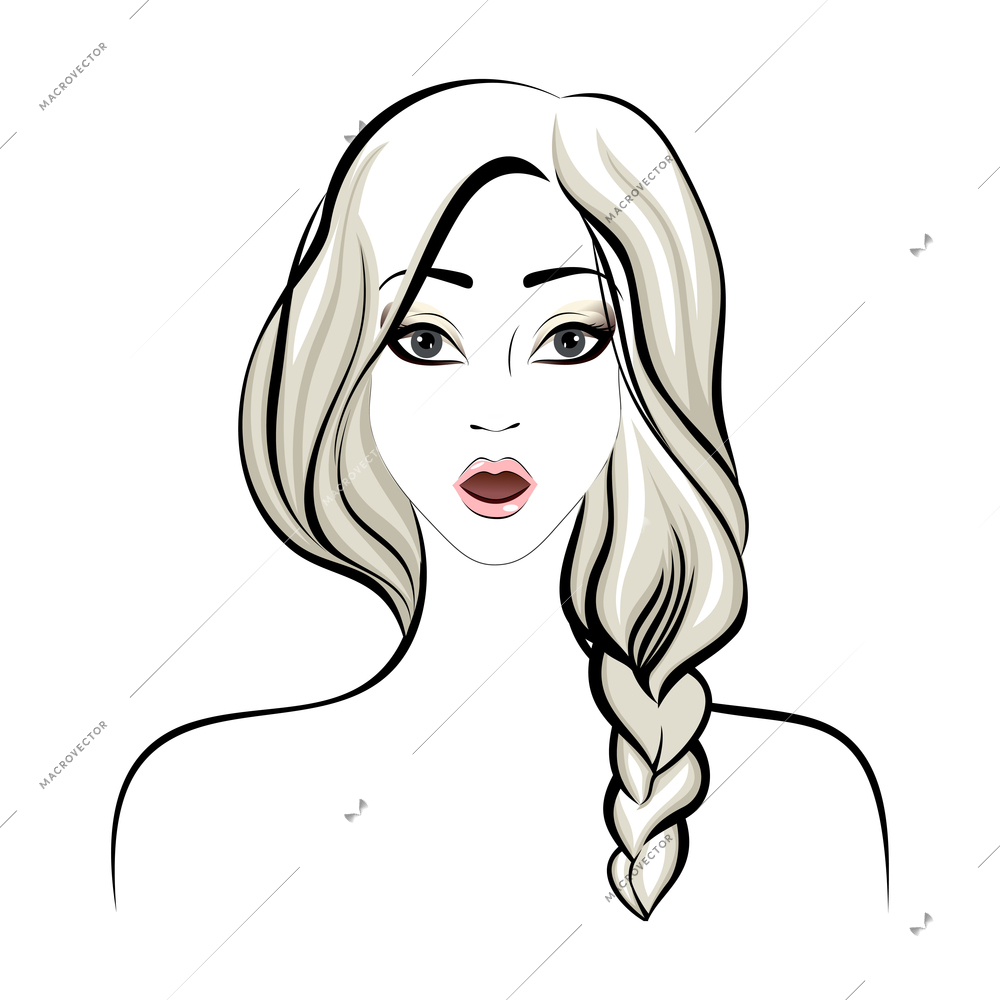 People face emotion composition with drawn style female character with facial expression vector illustration