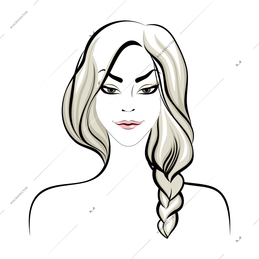 People face emotion composition with drawn style female character with facial expression vector illustration