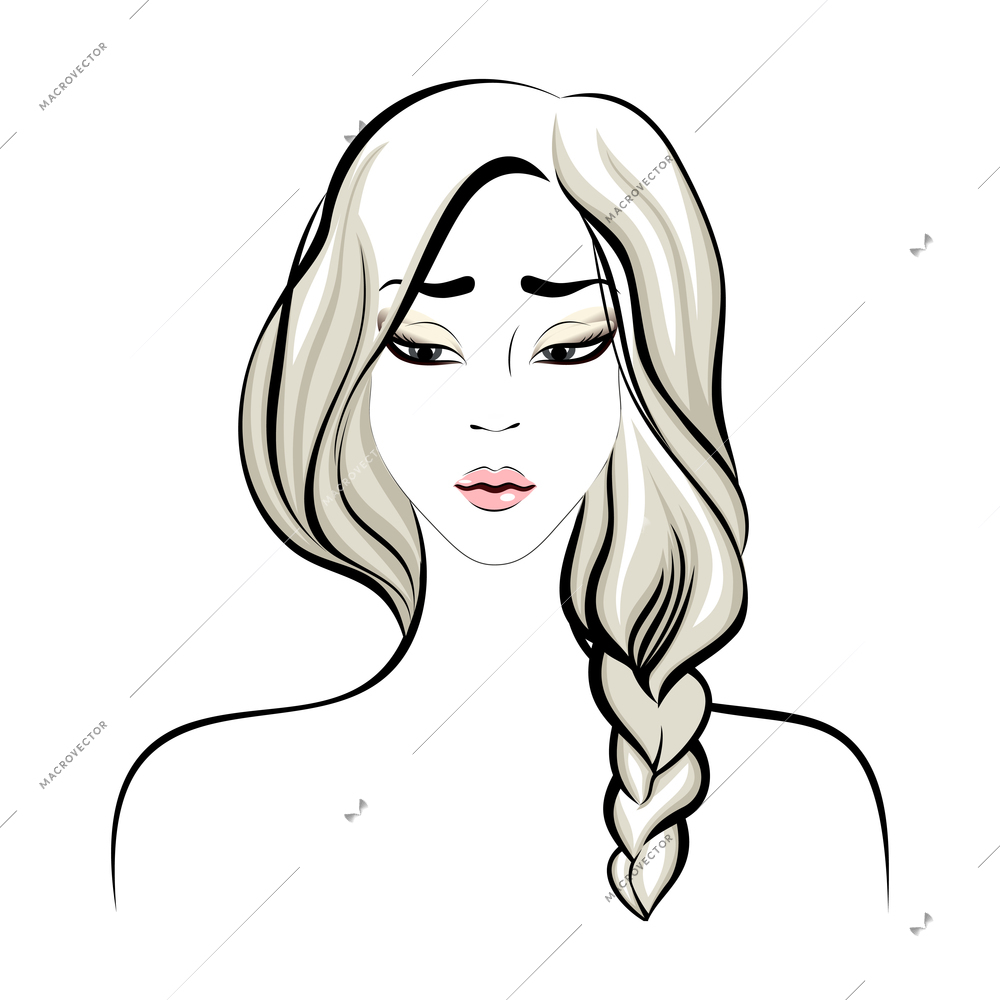 People face emotion composition with drawn style female character with facial expression vector illustration