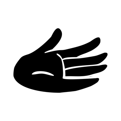 Hands composition with black isolated pictogram icon of human hand gesture on blank background ector illustration