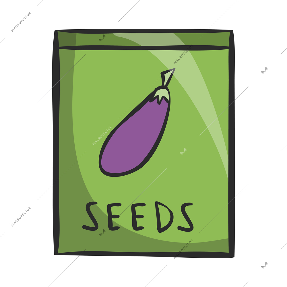 Gardener composition with isolated cartoon style icon of seeds package on blank background vector illustration