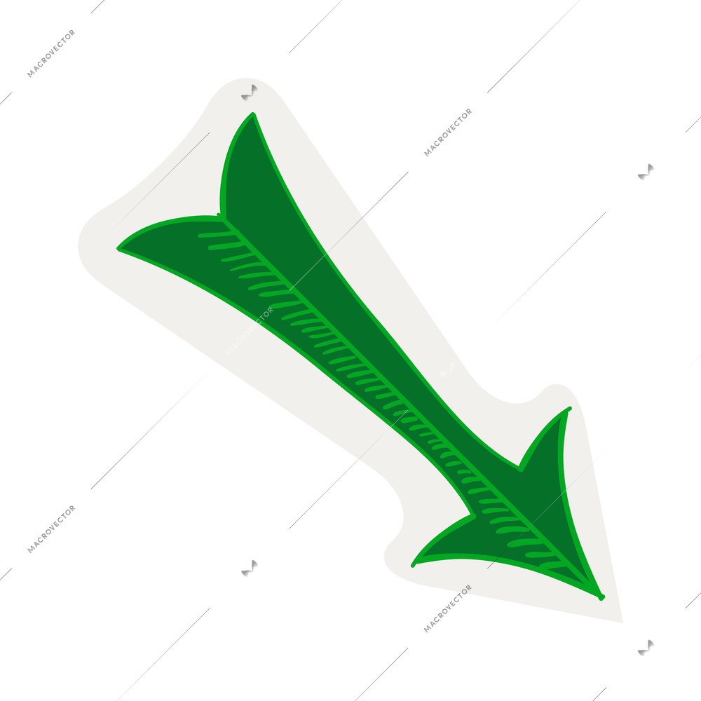 Arrows icon sticker composition with isolated image of colored arrow on blank background vector illustration