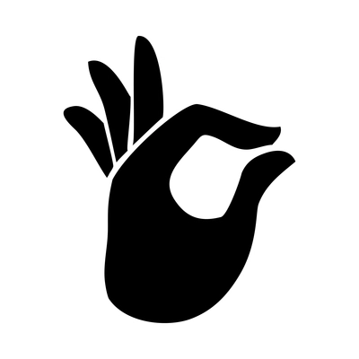 Hands composition with black isolated pictogram icon of human hand gesture on blank background ector illustration