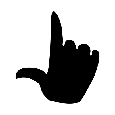 Hands composition with black isolated pictogram icon of human hand gesture on blank background ector illustration