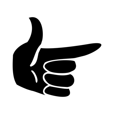 Hands composition with black isolated pictogram icon of human hand gesture on blank background ector illustration