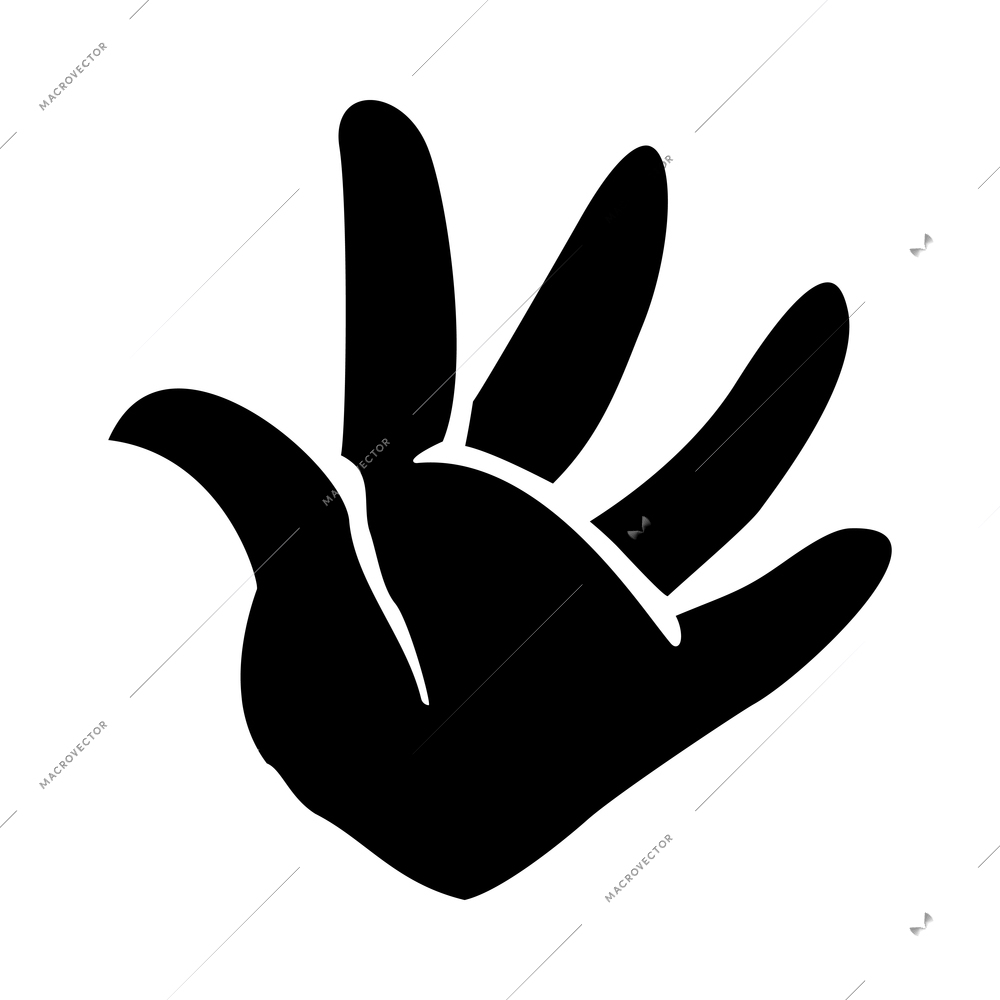 Hands composition with black isolated pictogram icon of human hand gesture on blank background ector illustration