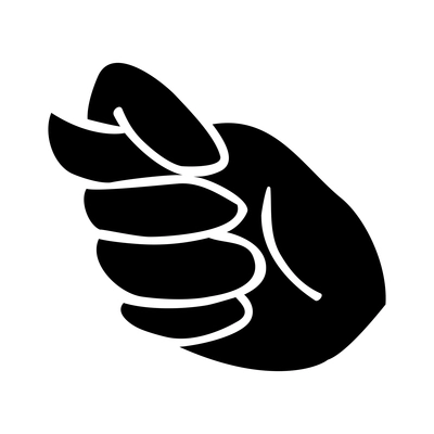 Hands composition with black isolated pictogram icon of human hand gesture on blank background ector illustration