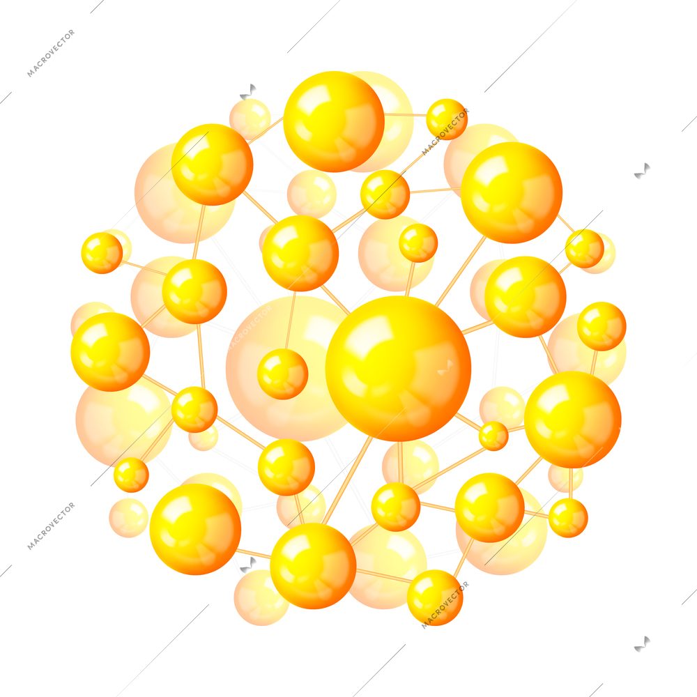 Molecular model composition with isolated colored image of ball shaped atomic structure vector illustration