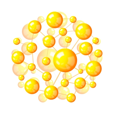 Molecular model composition with isolated colored image of ball shaped atomic structure vector illustration