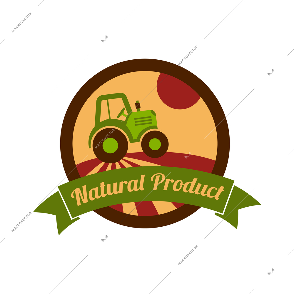 Farming harvesting and agriculture composition with isolated colorful label with text on blank background vector illustration