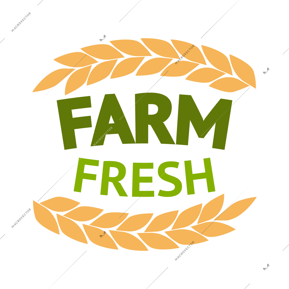 Farming harvesting and agriculture composition with isolated colorful label with text on blank background vector illustration