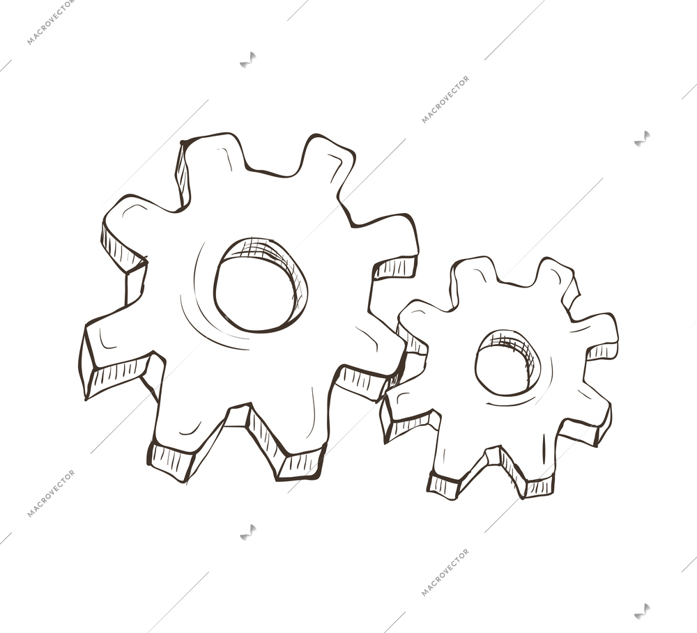 Business computer icons composition with isolated hand drawn sketch style image of equipment vector illustration