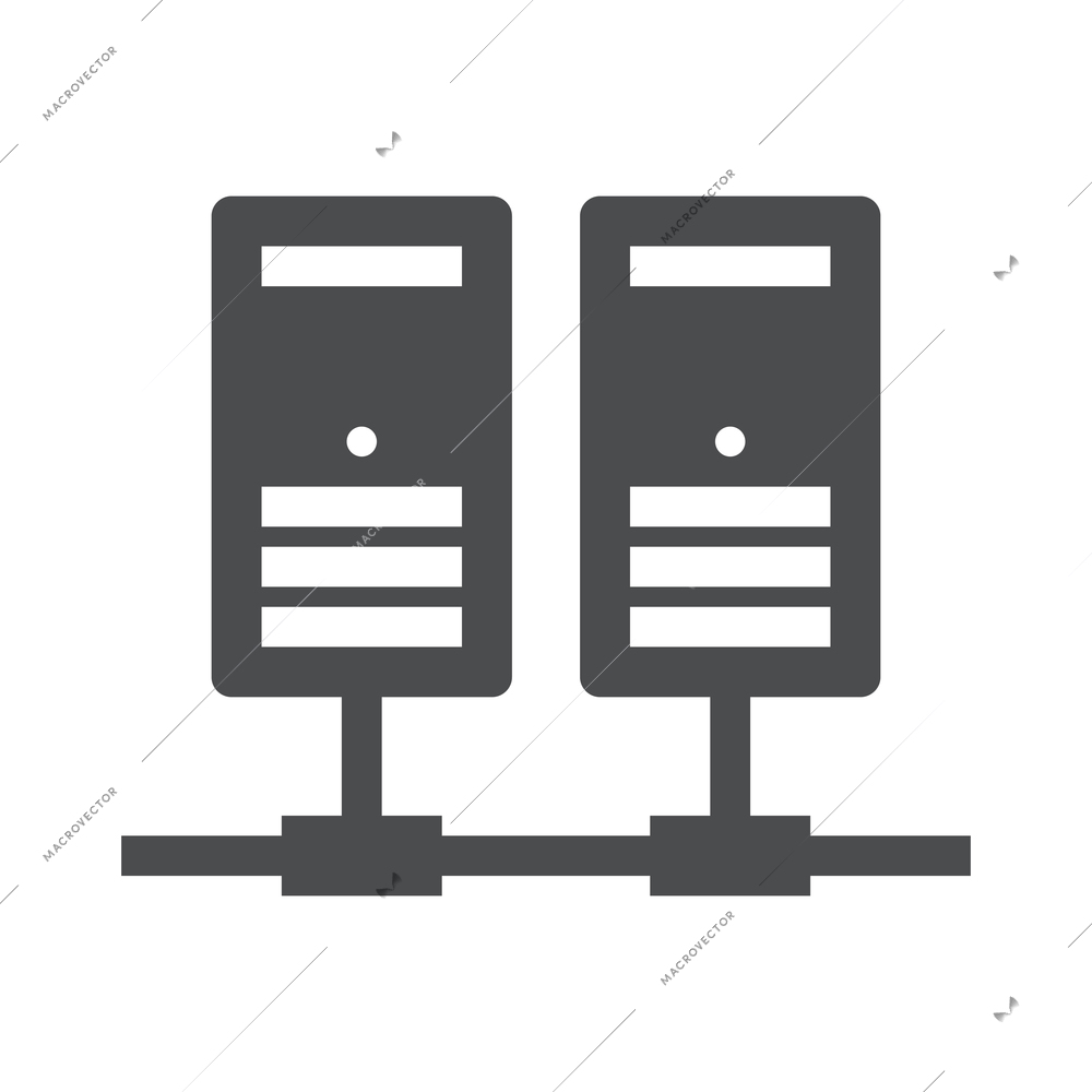 Hosting composition with isolated monochrome icon of online internet hosting technology vector illustration