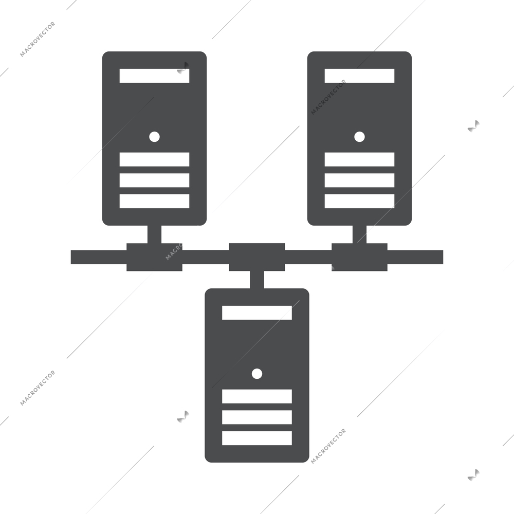 Hosting composition with isolated monochrome icon of online internet hosting technology vector illustration