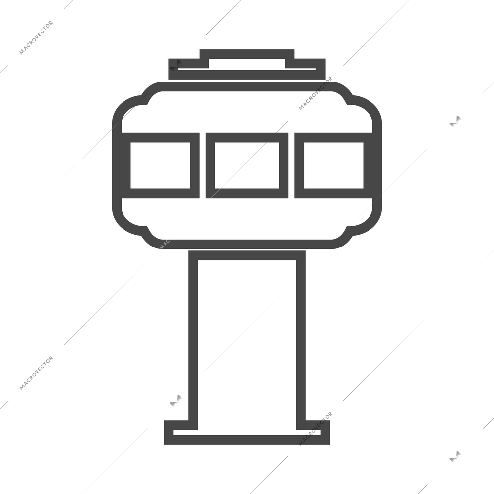 Airport composition with isolated outline business travel icon on blank background vector illustration