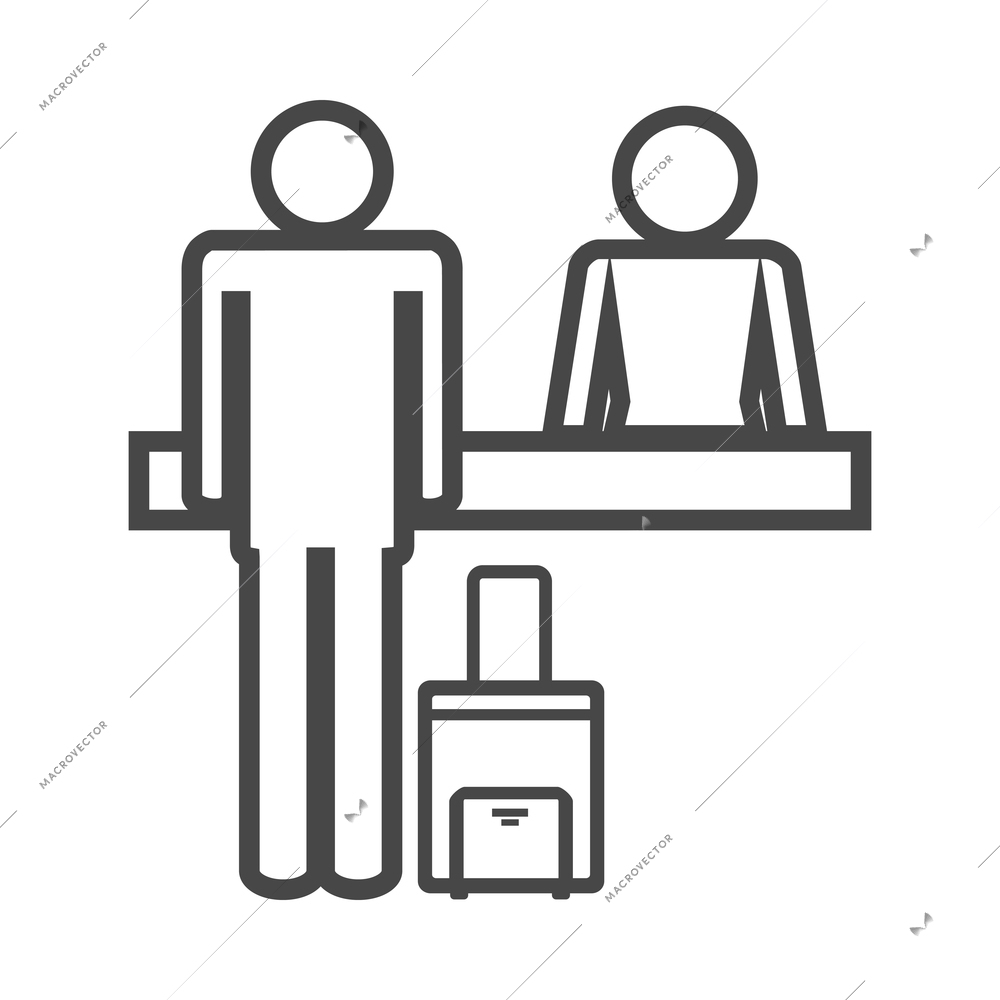 Airport composition with isolated outline business travel icon on blank background vector illustration