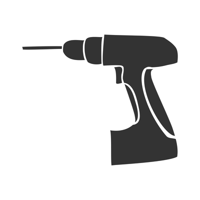 Tools composition with isolated black monochrome icon of construction instrument on blank background vector illustration