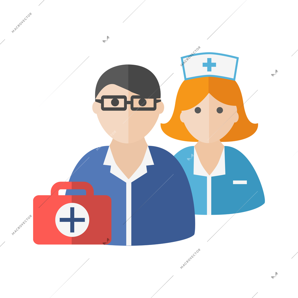 Nurse flat composition with isolated medical icons and human character of doctor vector illustration