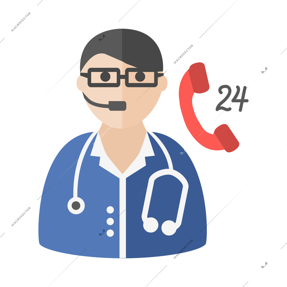 Nurse flat composition with isolated medical icons and human character of doctor vector illustration