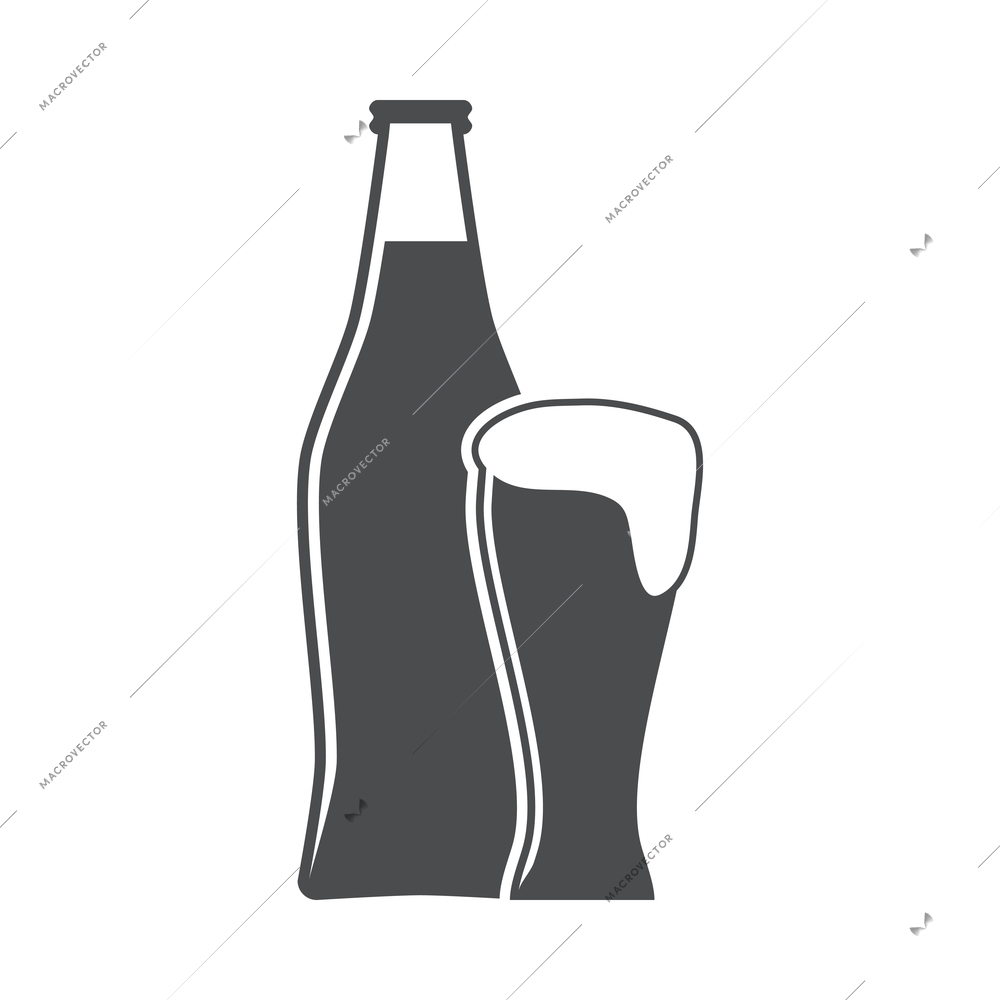 Beer composition with isolated monochrome icon on blank background vector illustration
