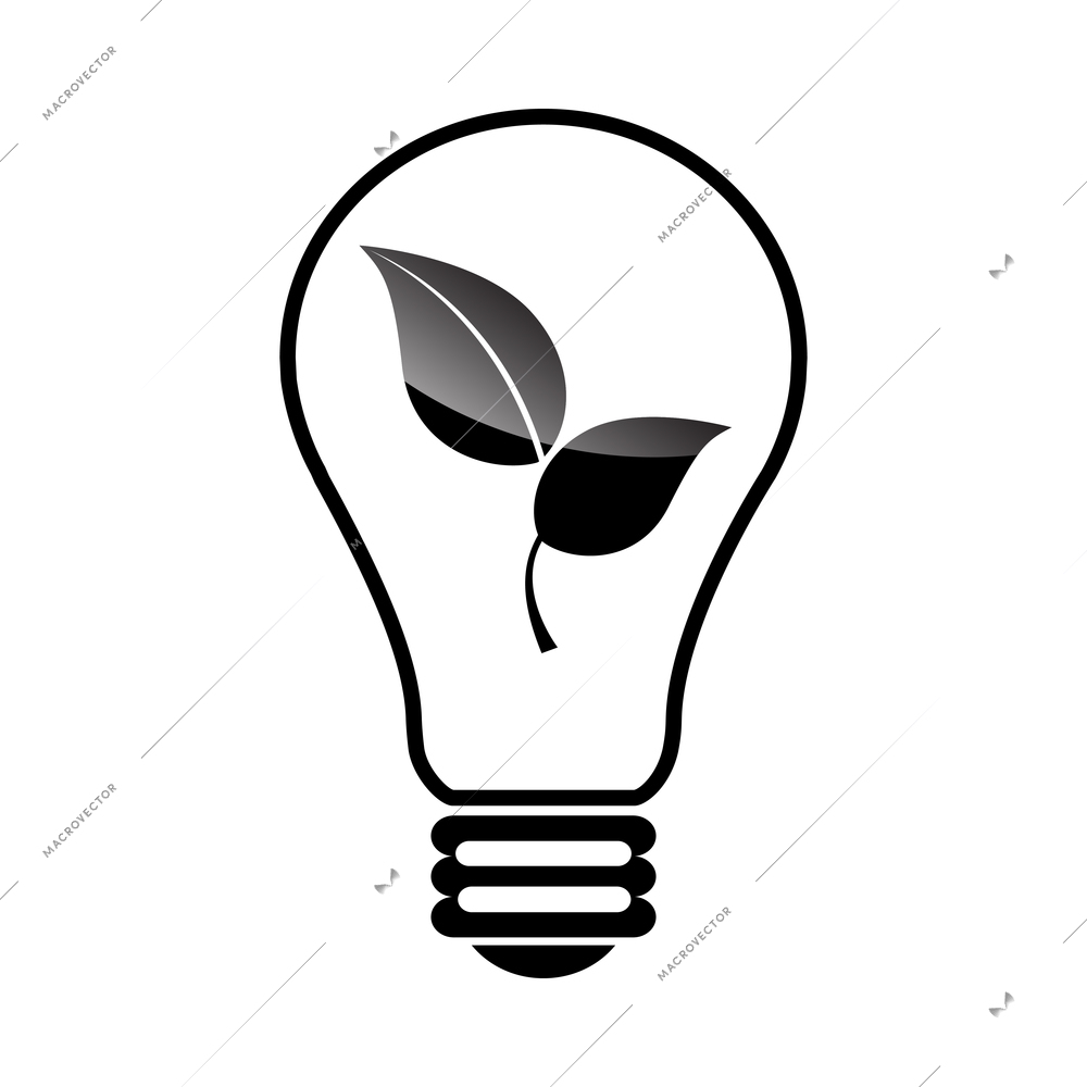 Energy and ecology composition with isolated eco technology black icon on blank background vector illustration