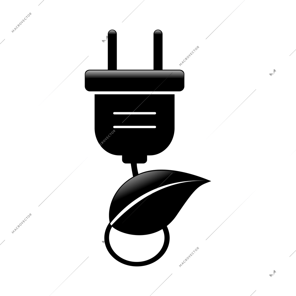 Energy and ecology composition with isolated eco technology black icon on blank background vector illustration