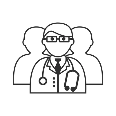 Nurse flat composition with isolated outline medical icons and human character of doctor vector illustration