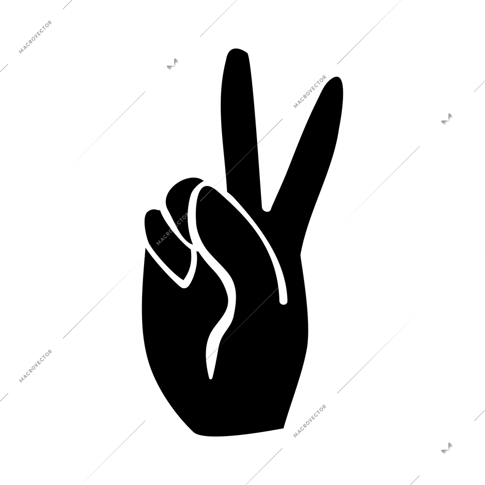 Hands composition with black isolated pictogram icon of human hand gesture on blank background ector illustration