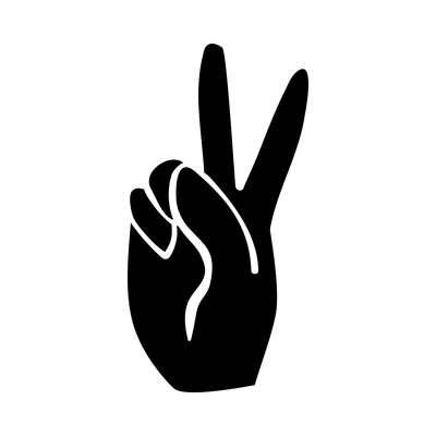 Hands composition with black isolated pictogram icon of human hand gesture on blank background ector illustration