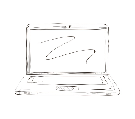 Business computer icons composition with isolated hand drawn sketch style image of equipment vector illustration