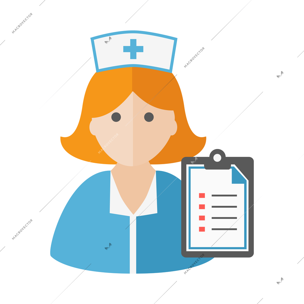 Nurse flat composition with isolated medical icons and human character of doctor vector illustration