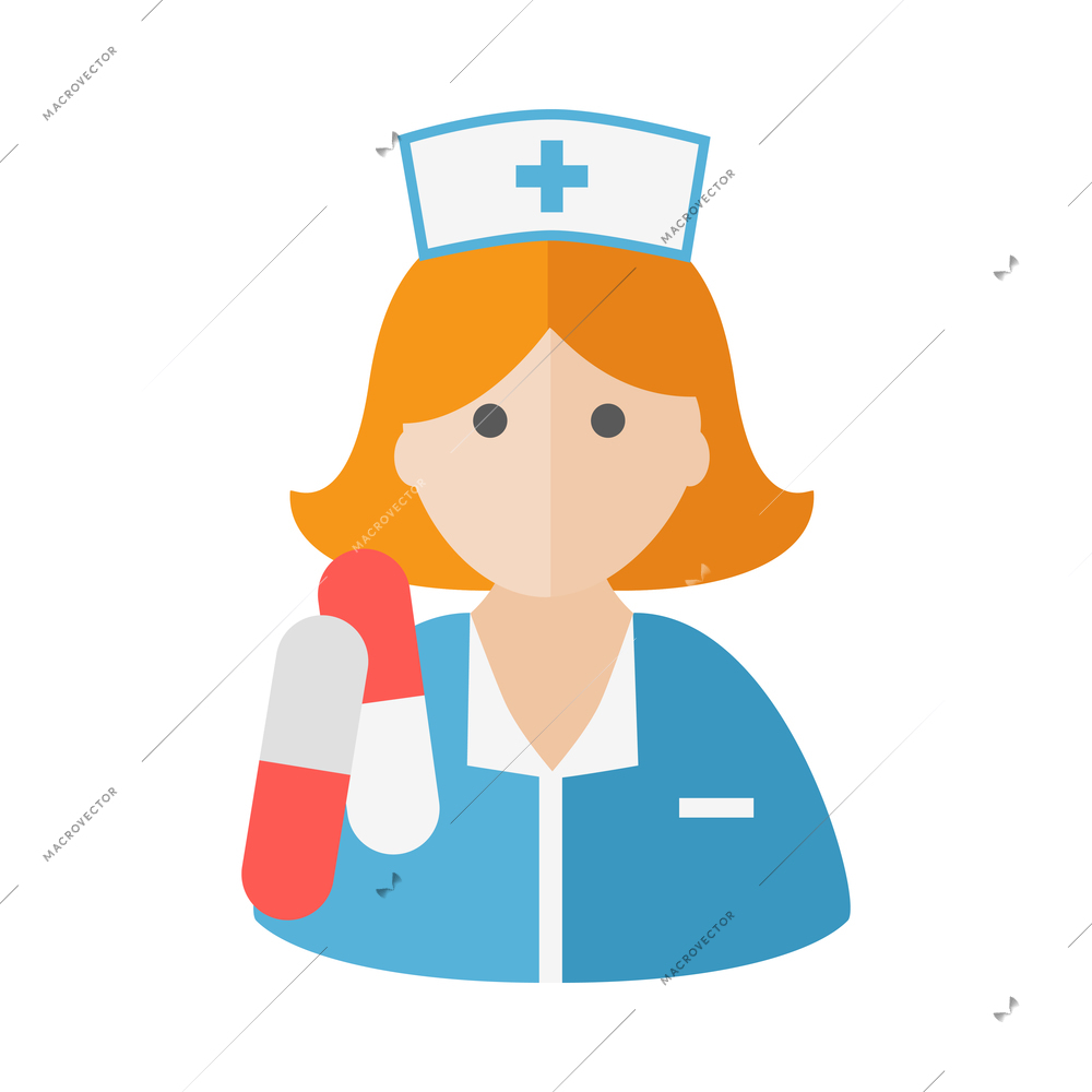 Nurse flat composition with isolated medical icons and human character of doctor vector illustration